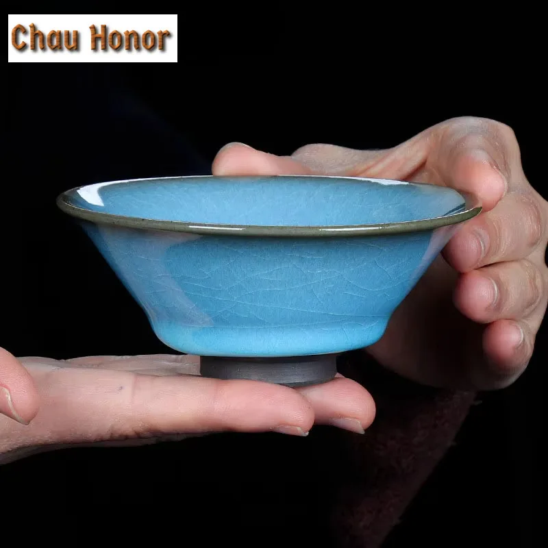 78ml High-end Kiln Change Ice Cracked Glaze Ceramics Hat Cup Famous Handmade Home Kung Fu Tea Set Personal Teacup Gift Packaging