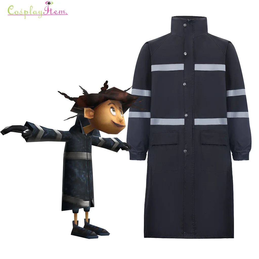 Coraline Wybie Lovat Cosplay Costume Raincoat Men's Black Raincoat Reflective Safety Jacket Halloween Carnival Suit