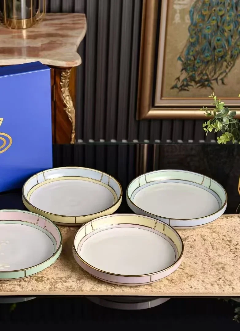 23x23x3.9cm 9 Inches Bone China Storage Plates Porcelain Soup Deep Plate Tableware