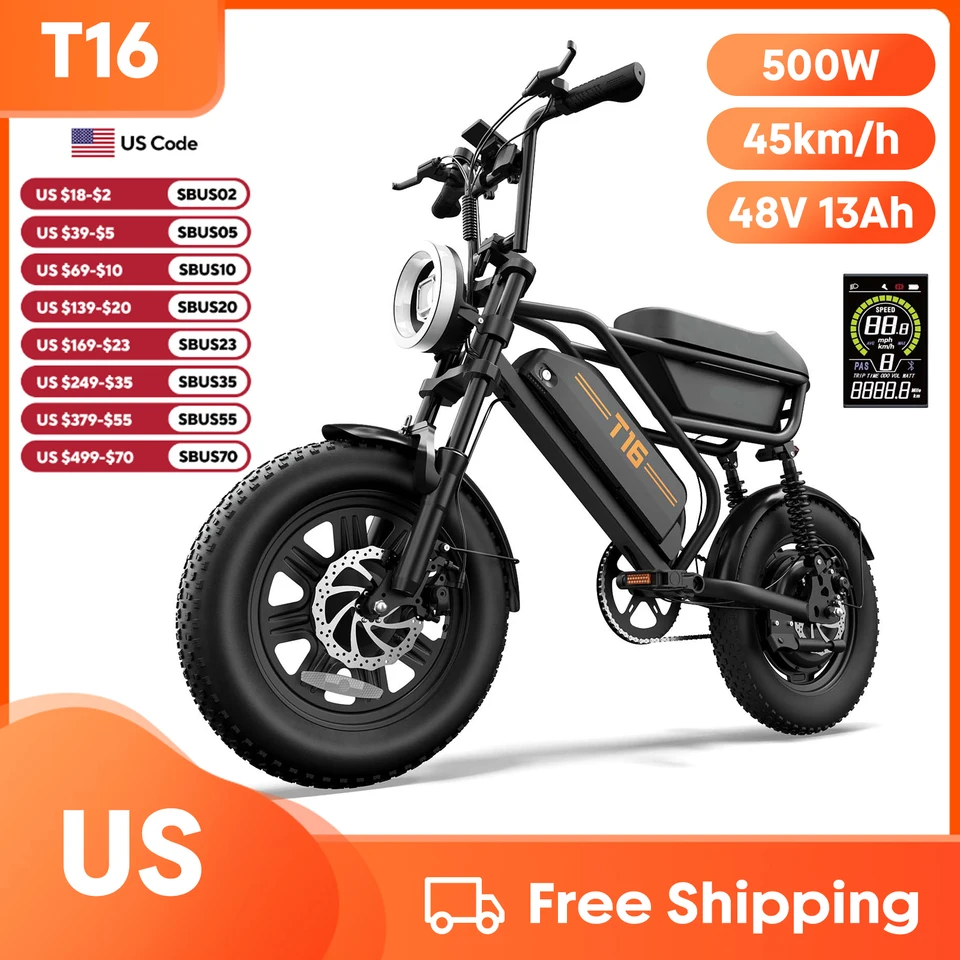Electric Bicycle 16" Folding Electric Bike 500W Motor 48V 7.5Ah Battery Portable Commuter Adult E-bike T16 image 2