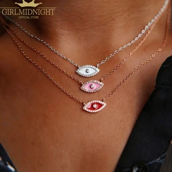 2025 Wedding Necklace Enamel Various Colors With Cz Set Evil Eye Pendant Real Dainty Turkish Necklace For Girl Jewelry