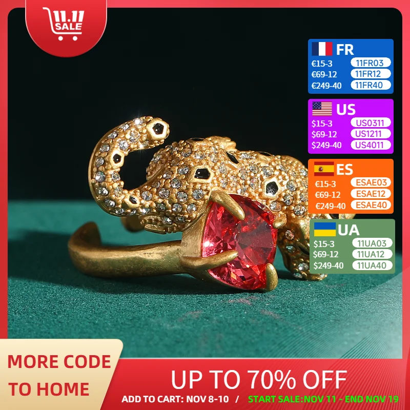 

Gold Color Leopard Ring Pink Zircon Rhinestones Vintage Antique Accessories For Women Wedding Luxury Dubai Jewelry 2025 New