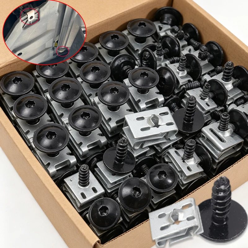 Image of Automotive Kotflügel-Stoßstangen-Spritzschutz-Befestigungssatz U-Typ Mutter Torx-Schraube OE N90974701 N90959101 Ersatz für VW Audi Porsche