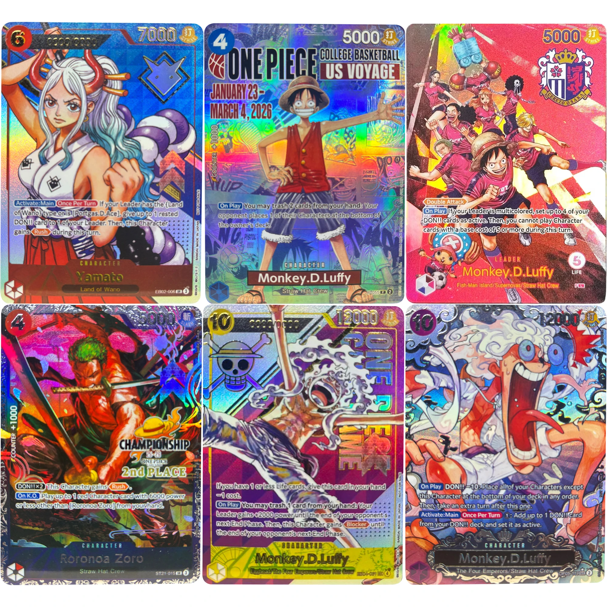 

ONE PIECE English Nika Luffy Hancock Zoro Yamato lark OPCG Flash Card Diy Self Made Anime Collection Card Gift Toy