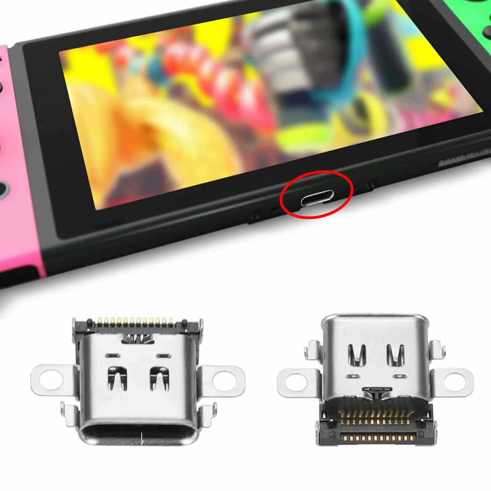 Loại C Ổ Cắm Sạc Cổng Sạc Cho NS Nintendo Công Tắc Tay Cầm Cao Cấp Bộ Công Cụ Sửa Chữa Cổng Sạc Thay Thế phụ Kiện