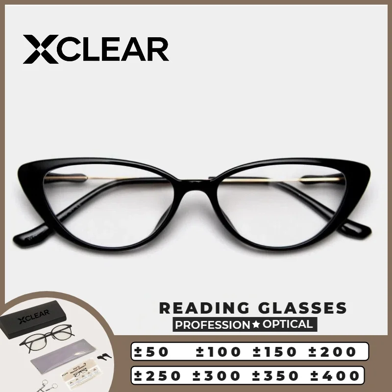 

XCLEAR Optical Anti Blue Ray Myopia Progressive Prescription Eyeglasses Reading Glasses Women Cat Eye Ultralight Skinny Face