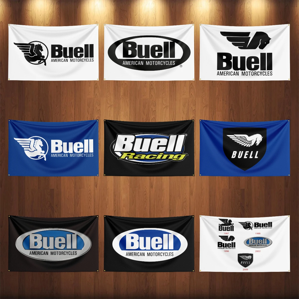 3x5 Ft Retro B-Buell Motorcycles Flag Polyester Printed Motorcycle Flags for Room Garage Decor