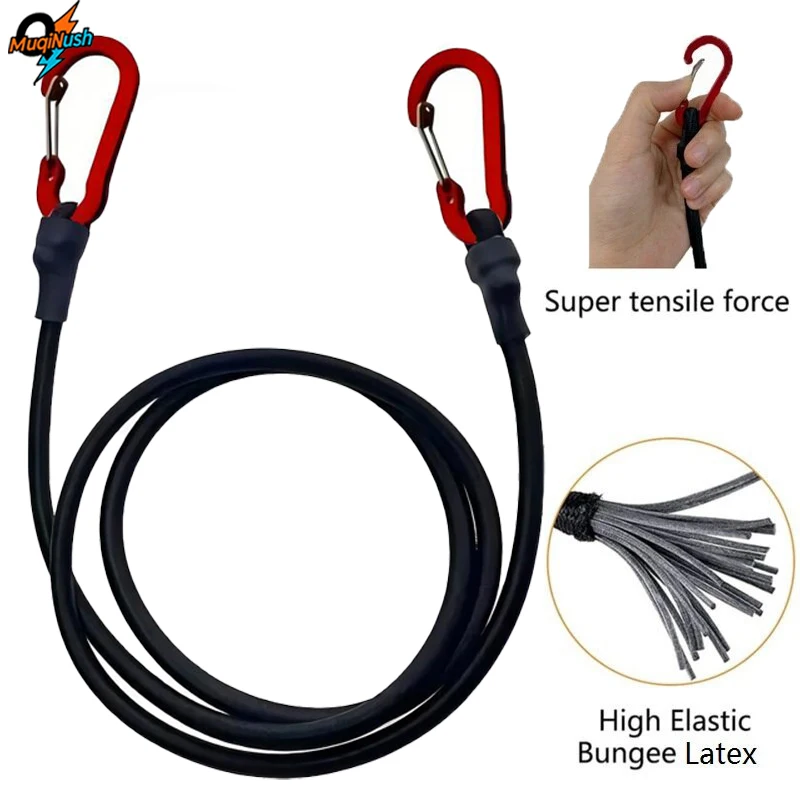 

MuqiNush 3 Sizes Heavy Duty Bungee Cord Elastic Tie Strap String Carabiner Hooks Kayak Cycling Luggage Packing Ropes Camping
