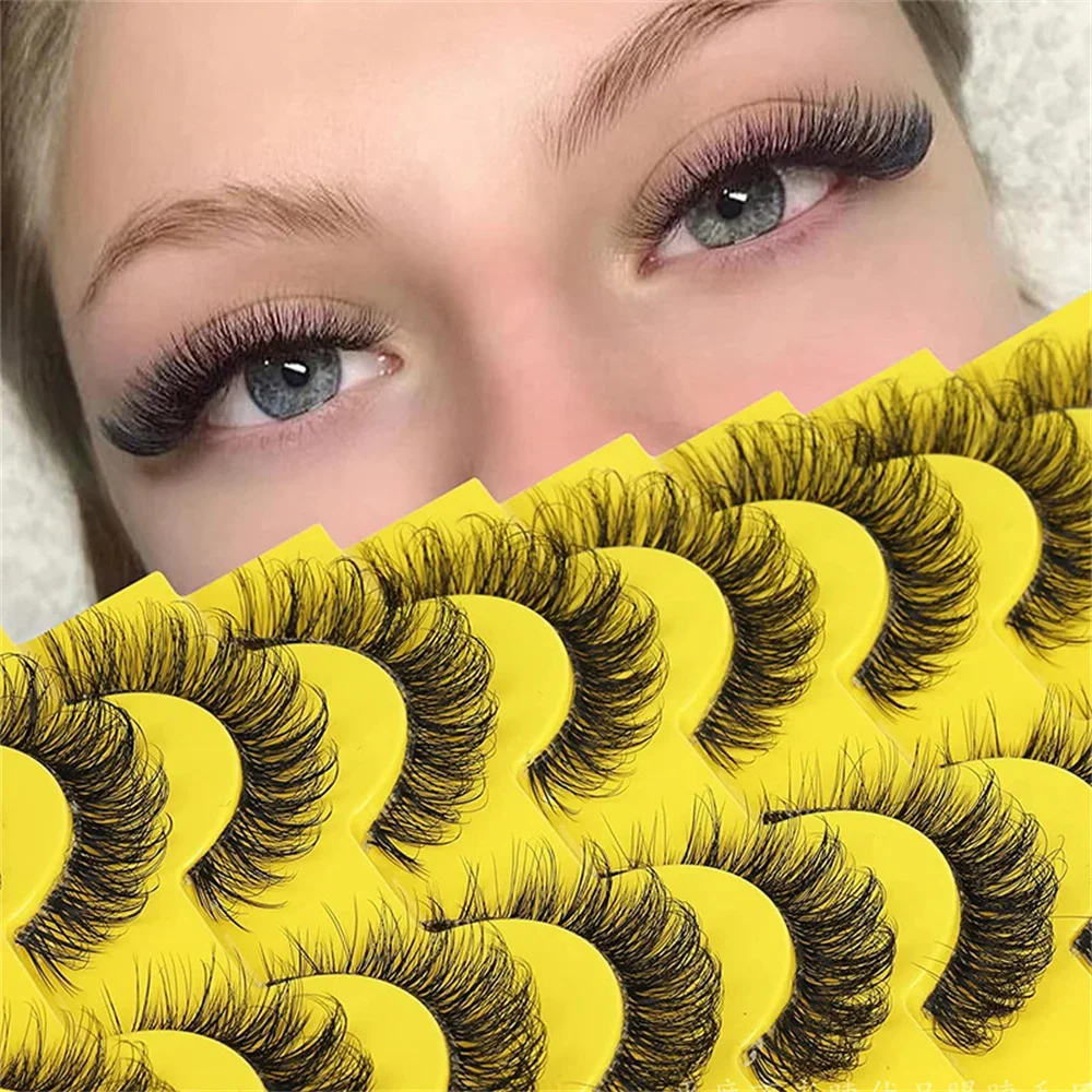 

10 Pairs Faux Mink Eyelashes False Eyelashes Fluffy Lashes Dramatic Volume Lashes Natural Long Eyelashes Makeup