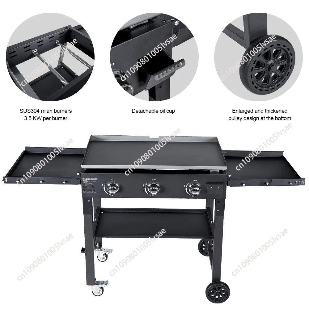 Foldable Trunk Type Outdoor Teppanyaki Steel Gas 2/3/4 Burners Portable Bake