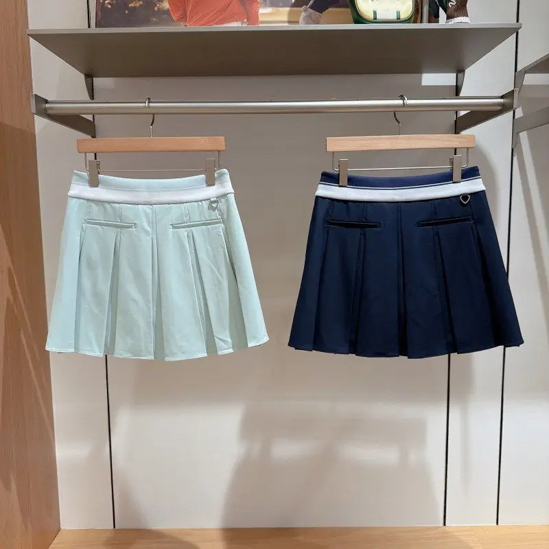 2026 New Women Golf Bottom Solid Pleated Sports Short Skirt Pure Color Soft Comfortable Casual All-match Golf Skirt