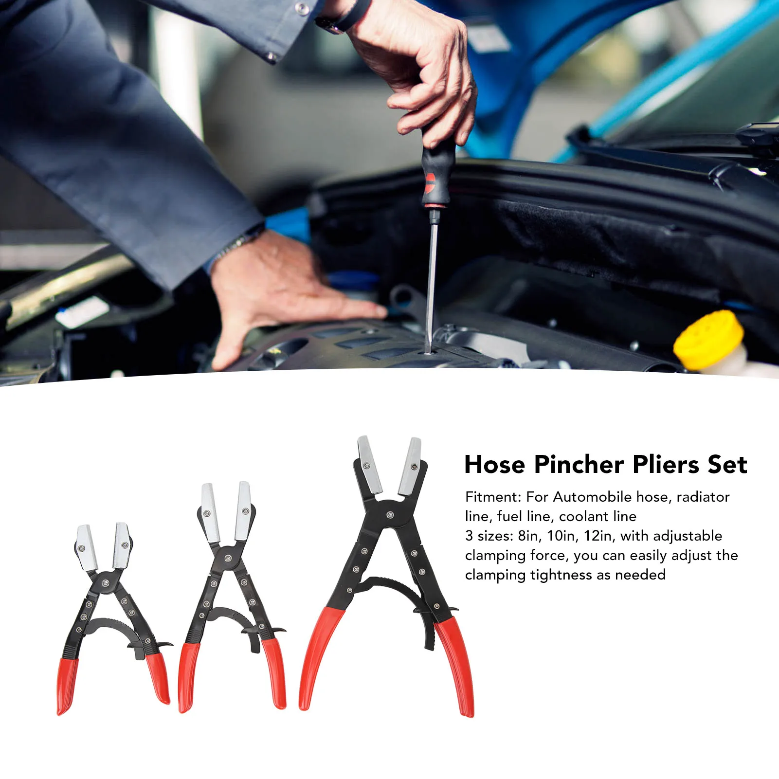 

Hose Clamp Line Pliers Set Hose Pincher Pliers Tool 8in Anti Slip Handle Rugged Adjustable Reliable for Fuel Line