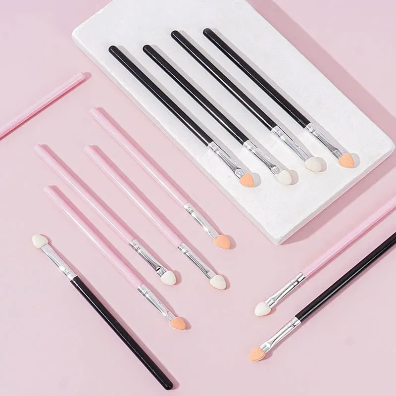 20 Stuks Dual-kleuren Oogschaduw Borstels Draagbare Roze Zwart Perzik Hartvorm Eyeliner Spons Borstels Vrouwen Gezichtsmake-up gereedschap