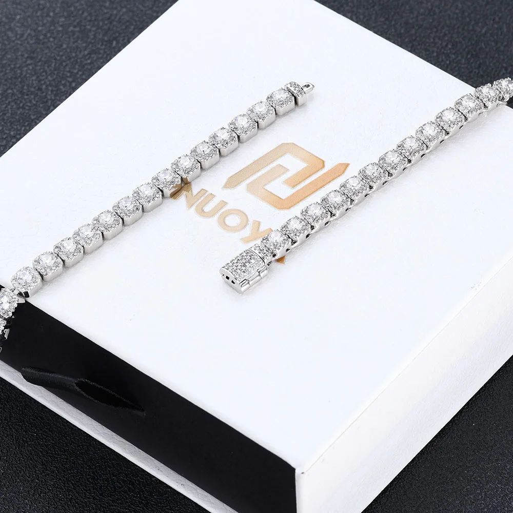 Alinoya Hip Hop Style 5mm Flip Button Tennis Chain Gold/Silver Plated Bracelet Brass AAAAA Grade Zircon Women's Jewelry
