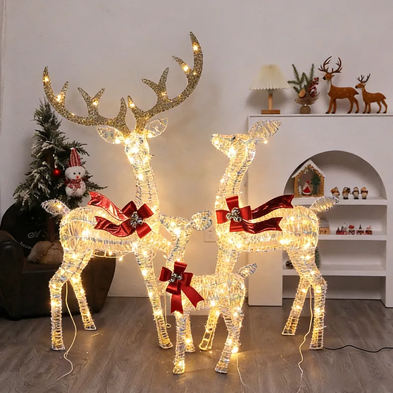 A new 2026 Symphony Christmas Deer Set Christmas Window Hotel Supermarket Holiday Decoration Ornament