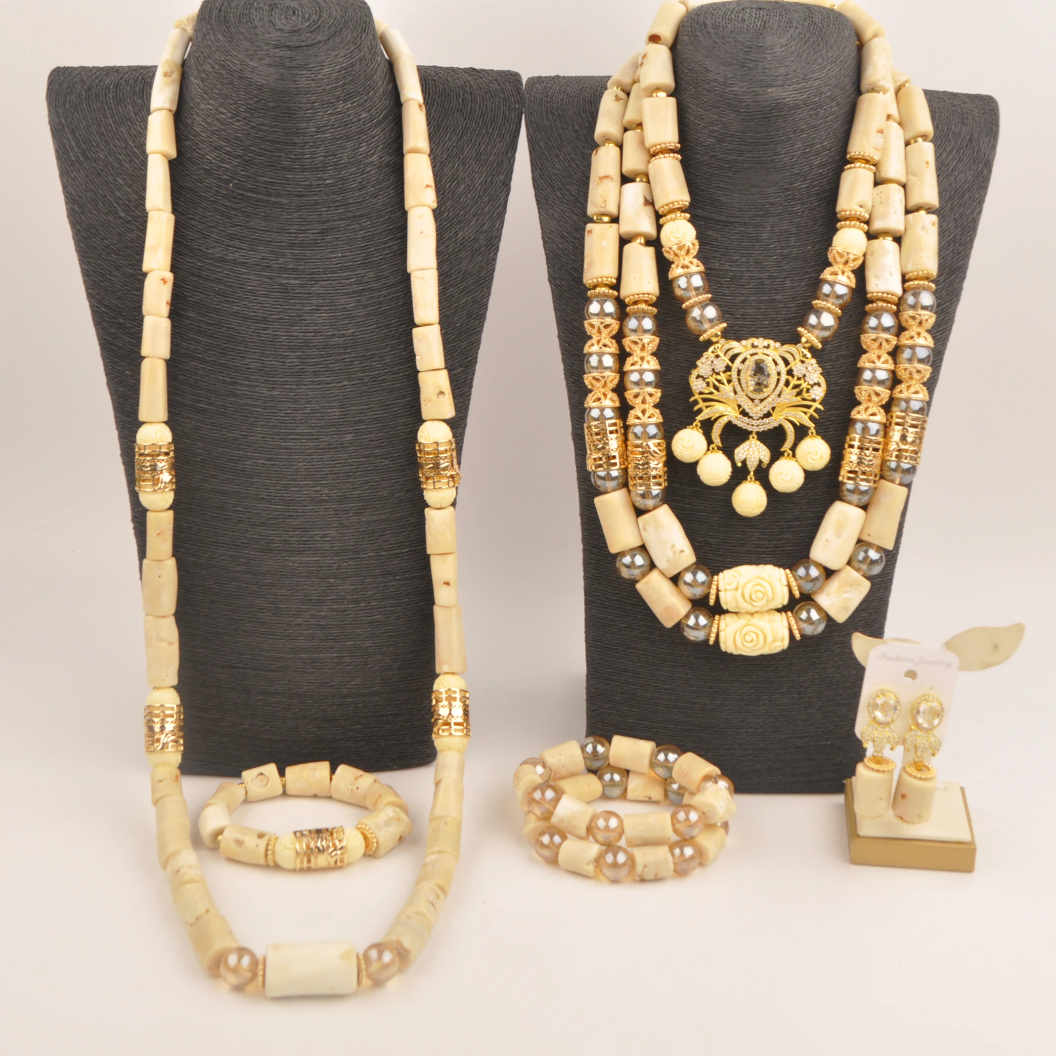 Fashion African Necklace Sets White Coral Beads Bridal Jewelry Sets for Weddings