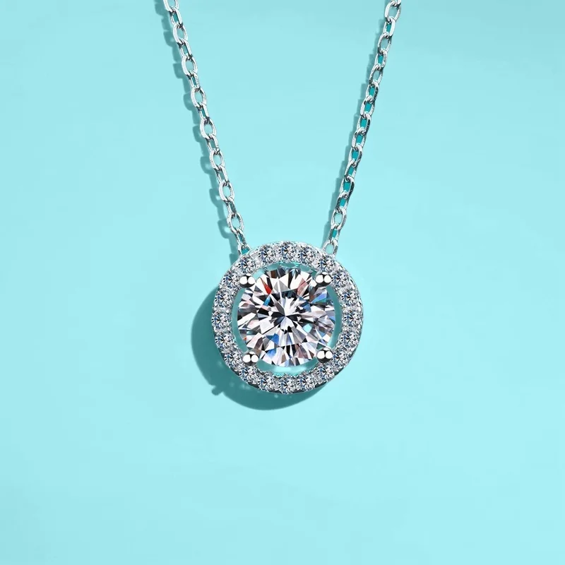 

Ожерелье с муассанитом в корейском стиле, круглая подвеска-капля, серебро S925, женская роскошная минималистичная сертифицированная GBA, бесплатная подарочная коробка