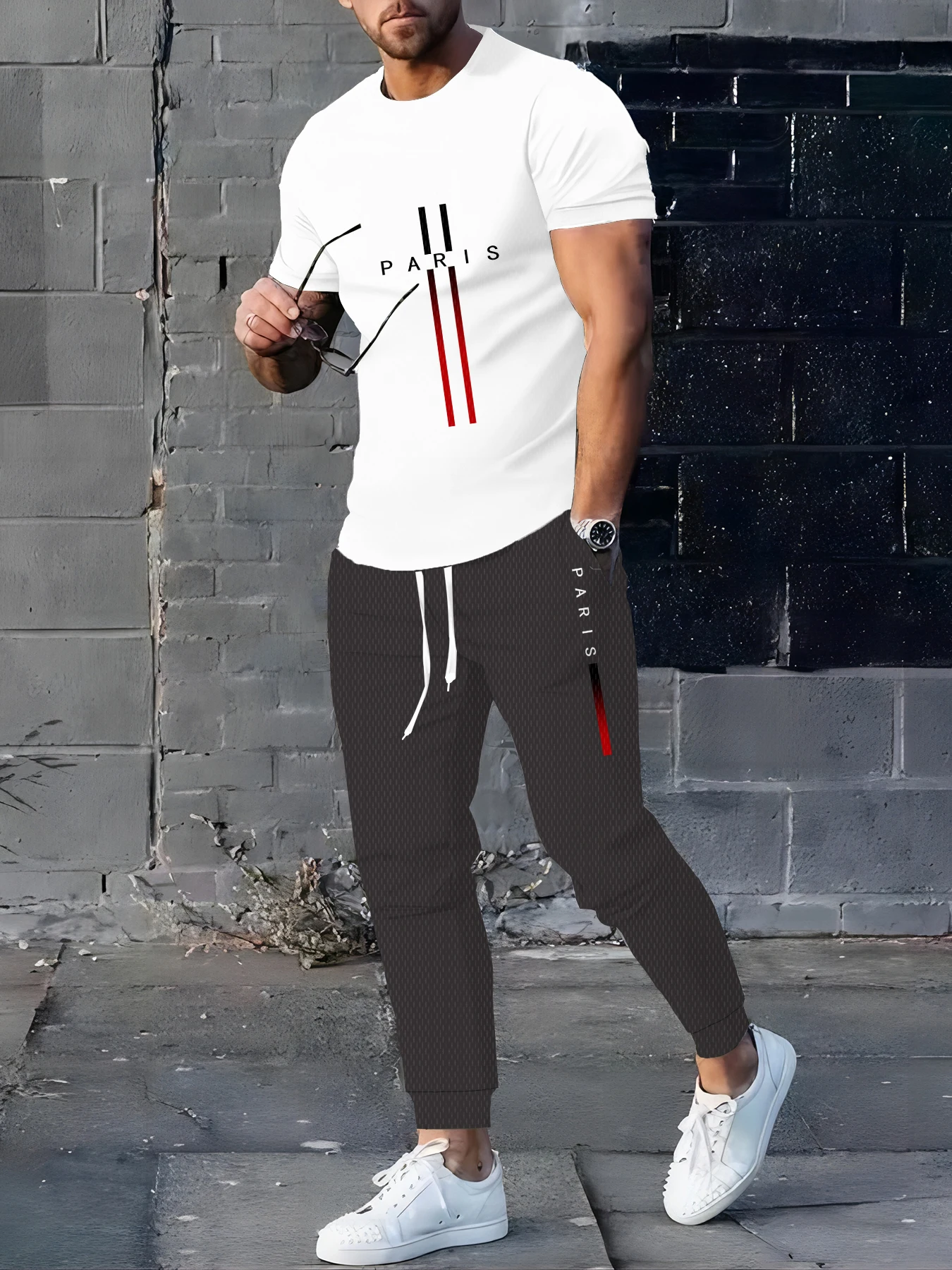 

The Summer new men's suit is a casual and fashionable letter-printed outdoor gradient men's wear