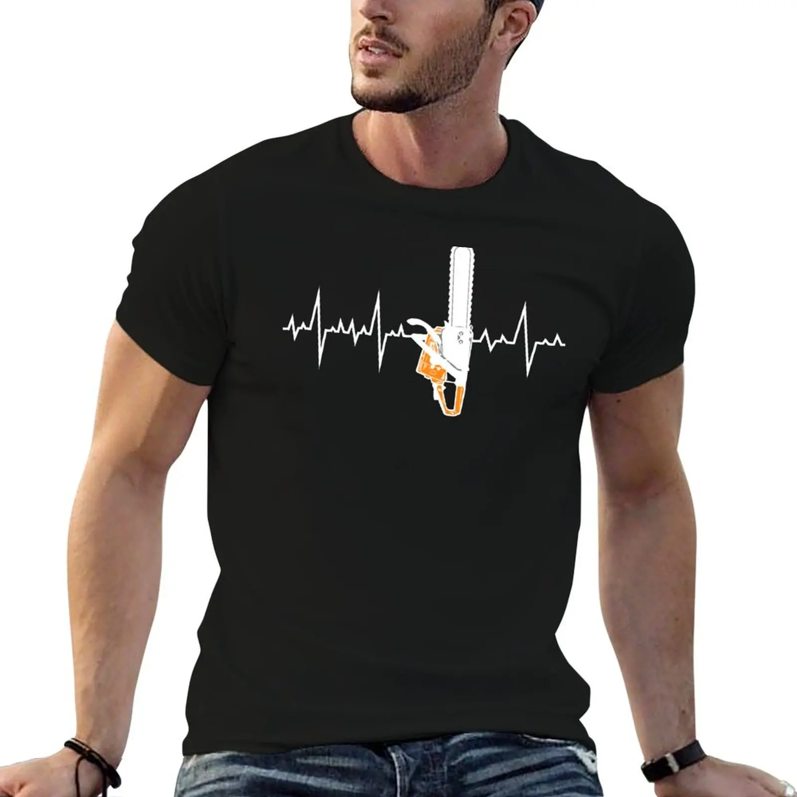 Arborist Tree Surgeon Trimmer Heartbeat Pulse rate T-Shirt Blouse anime stuff mens clothing