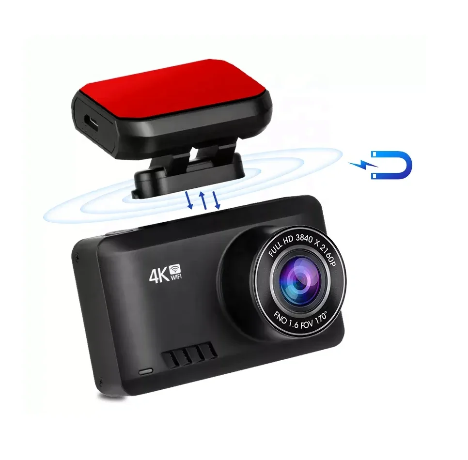 Magnetic Base Car DVR Camera GPS 4K Dashcam Front And Rear Dual Camera 4K Wifi Wireless Dash Cam Novatek