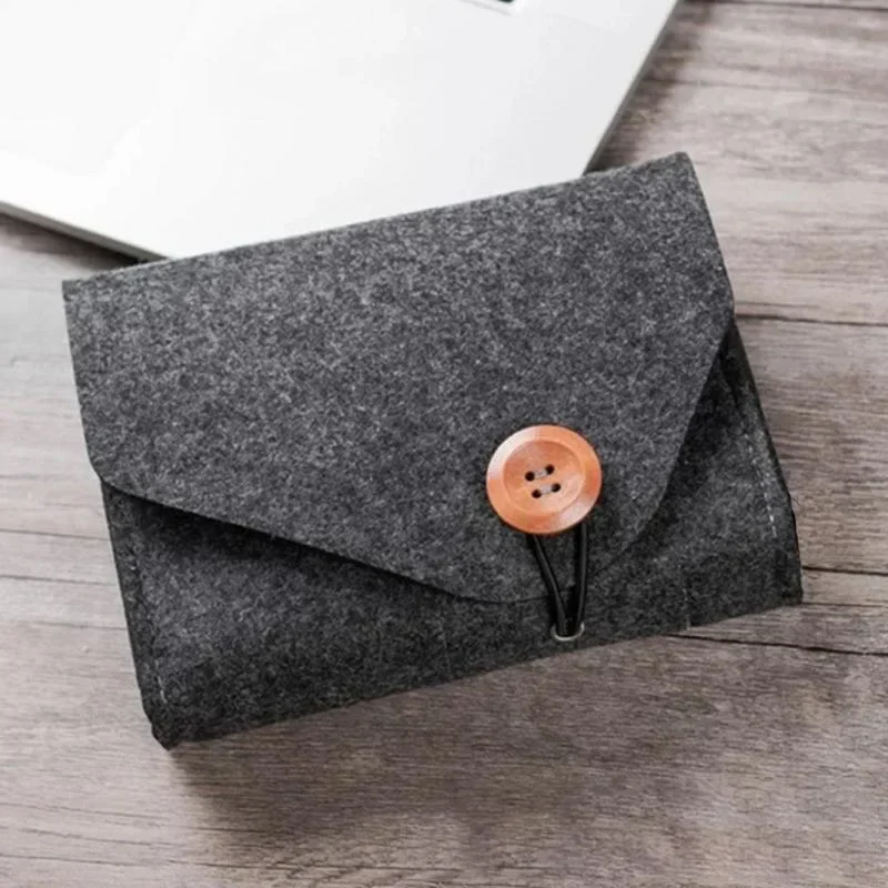 Portable Felt Storage Bag Outdoor Travel Digital Cable Electronics Accessories Organizer Charge Earphone Makeup Storage Pouches