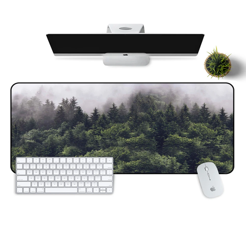 

Foggy Forest Large Mousepad Gamer XL Gaming Mouse Pad Rubber Locking Edge Big Fashion Keyboard Mat Laptop Notebook Desk Mat