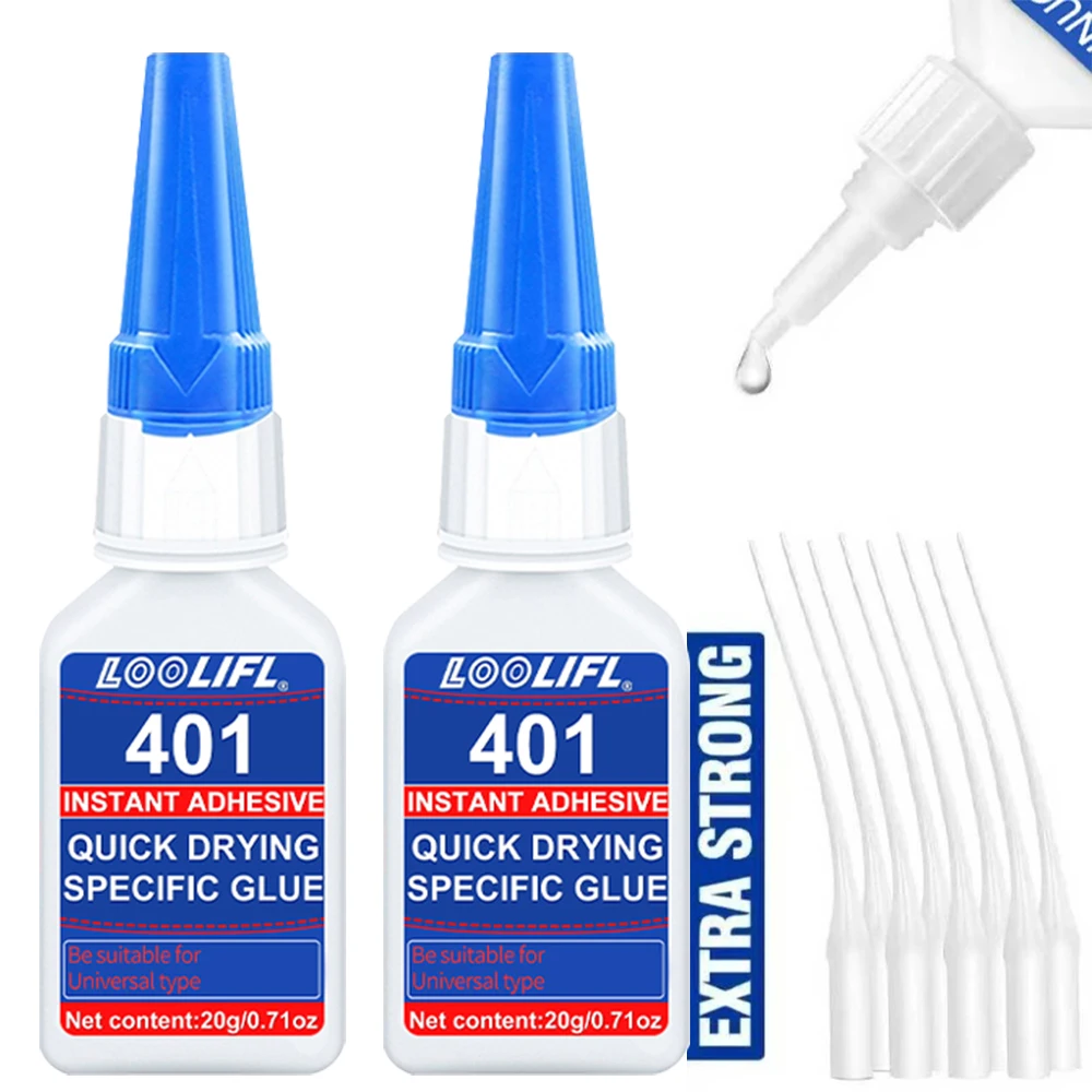 Loolifl 401 Instant Glue Extra Strong Quick Dry Super Adhesive for Shoe Repair, Metal, Plastic, Wood, Ceramic, Rubber, Diycraft