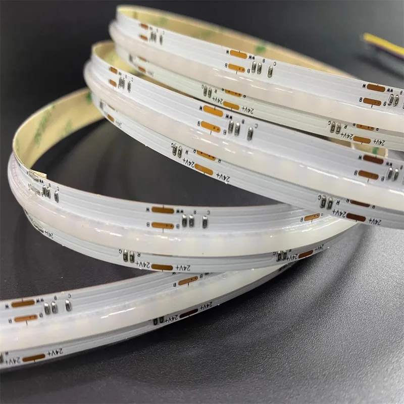 24V 5M 5 in 1 RGBCCT COB LED Strip RGBWC 840LEDs/m FCOB Atmosphere Colorful Light High Brightness Flexible Lights Tape 12mm PCB