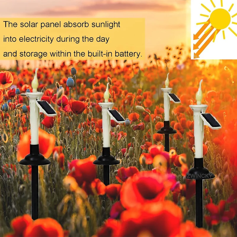 Solar Dual-purpose Candle Light Smokeless Waterproof Candle Lights for Outdoor Garden Lawns Pathway to Easter Halloween Decor