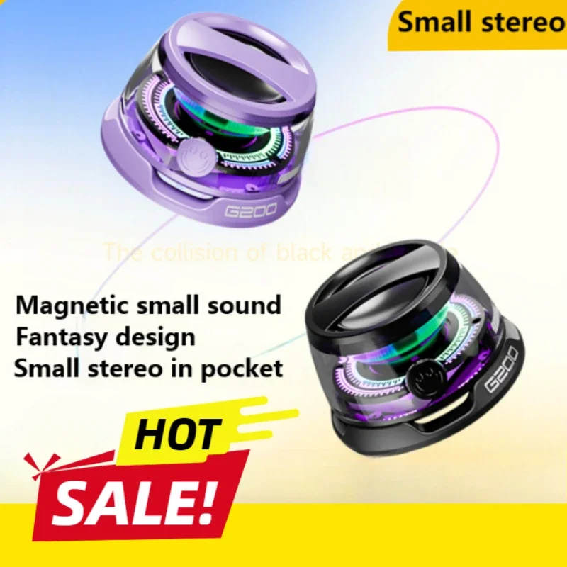 New Bluetooth Magnetic Speaker RGB Dazzling Light Effect Portable Outdoor Riding Subwoofer Small Steel Gun Wireless Mini Boombox