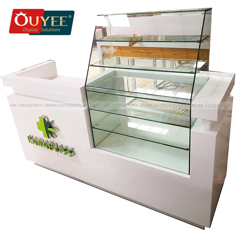 Customized-3D Design Service ExtraDisplay Racks Wooden Glass Shelf Smoke Shop Cigar Rollers Mall Kiosk Smoke