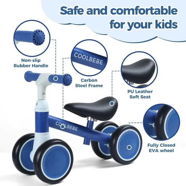 Baby-Laufrad für 1 Jahr alte Jungen Mädchen Geschenk, 2 Jahre altes Kleinkind Laufrad mit 4 leisen Rädern, ein Jahr alt Geburtstag gi