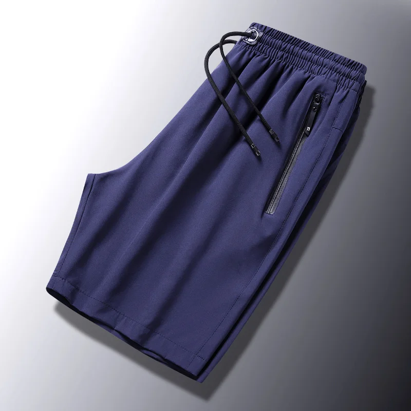 Pantalones cortos informales con bolsillos y cremallera para hombre, ropa holgada elástica con cordones, cintura alta hasta la rodilla, Color sólido, 2024