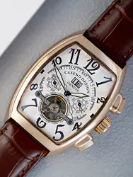 CASENO-Montre Tourbillon Mécanique Entièrement existent pour Homme, Modules Tonneau Lumineux, Calendrier Nuit, Top Marque de Luxe, Seton, 577G