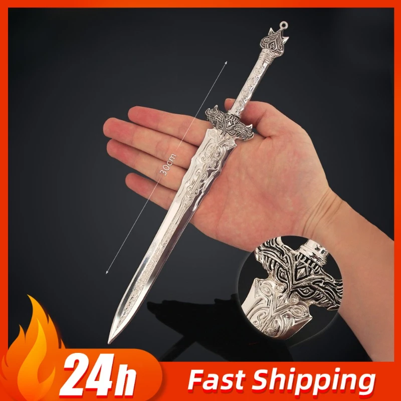 11.81in Film en TV Randapparatuur Yaochi Wit Licht Zwaard Oude Zwaard Model Metal Craft Desktop Collectible Ornament Jongen Speelgoed
