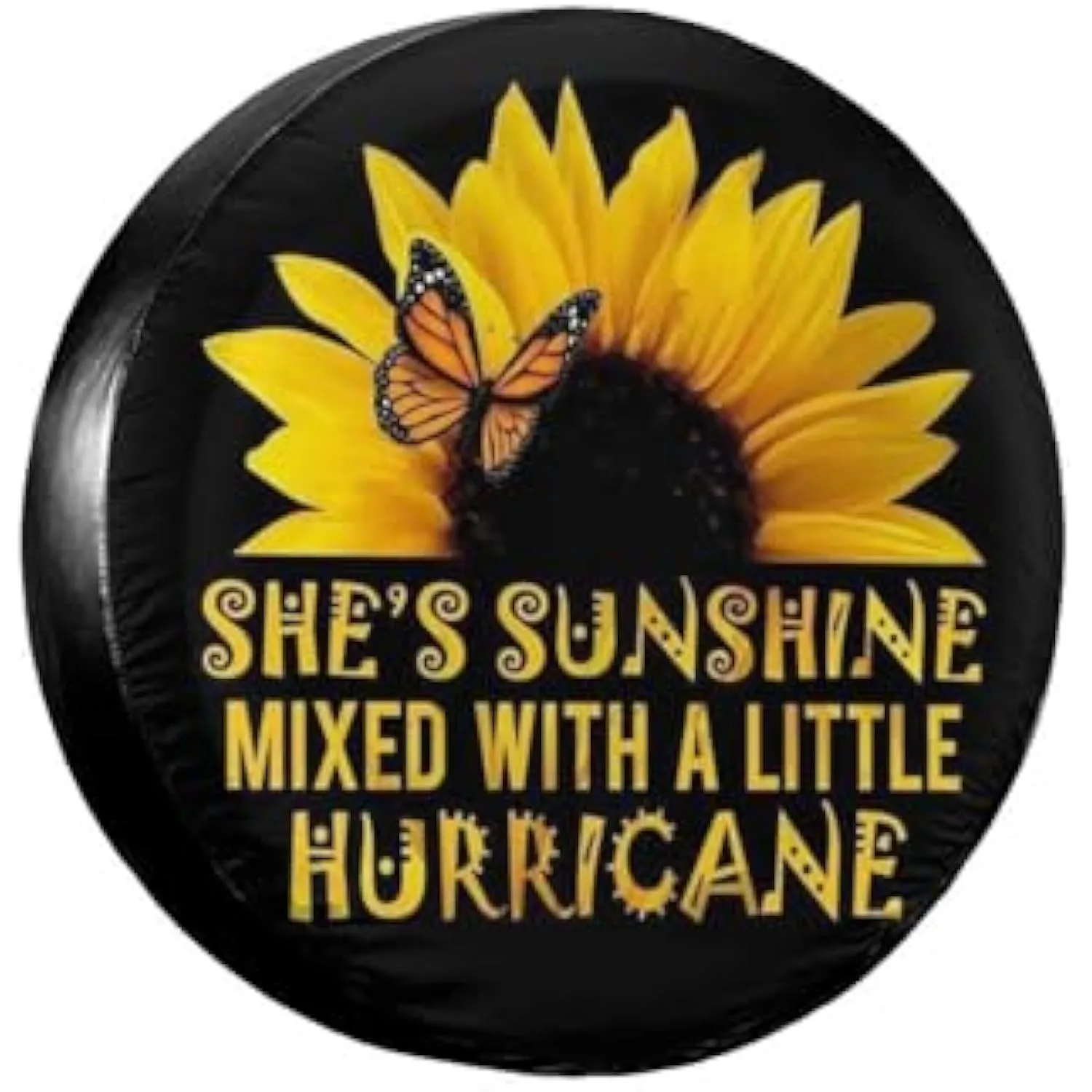 Butterfly Sunflower She Is Sunshine Hurricane - Funda para neumáticos de repuesto, protector de ruedas duradero e impermeable