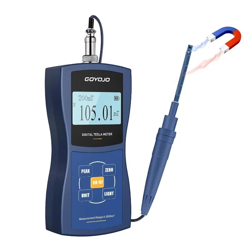 Gauss Meter Tesla Meter Permanent Magnet Metal Probe Portable Magnetometer Digital for Measuring Magnetic Strength and Polarity