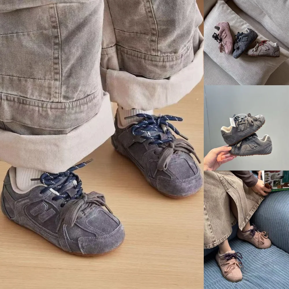 

2026 Kpop Running Shoes Kid Toddler Autumn Children's Boys Girls Microfiber Leather Thin Bottom Non-slip Tennis Training Shoes