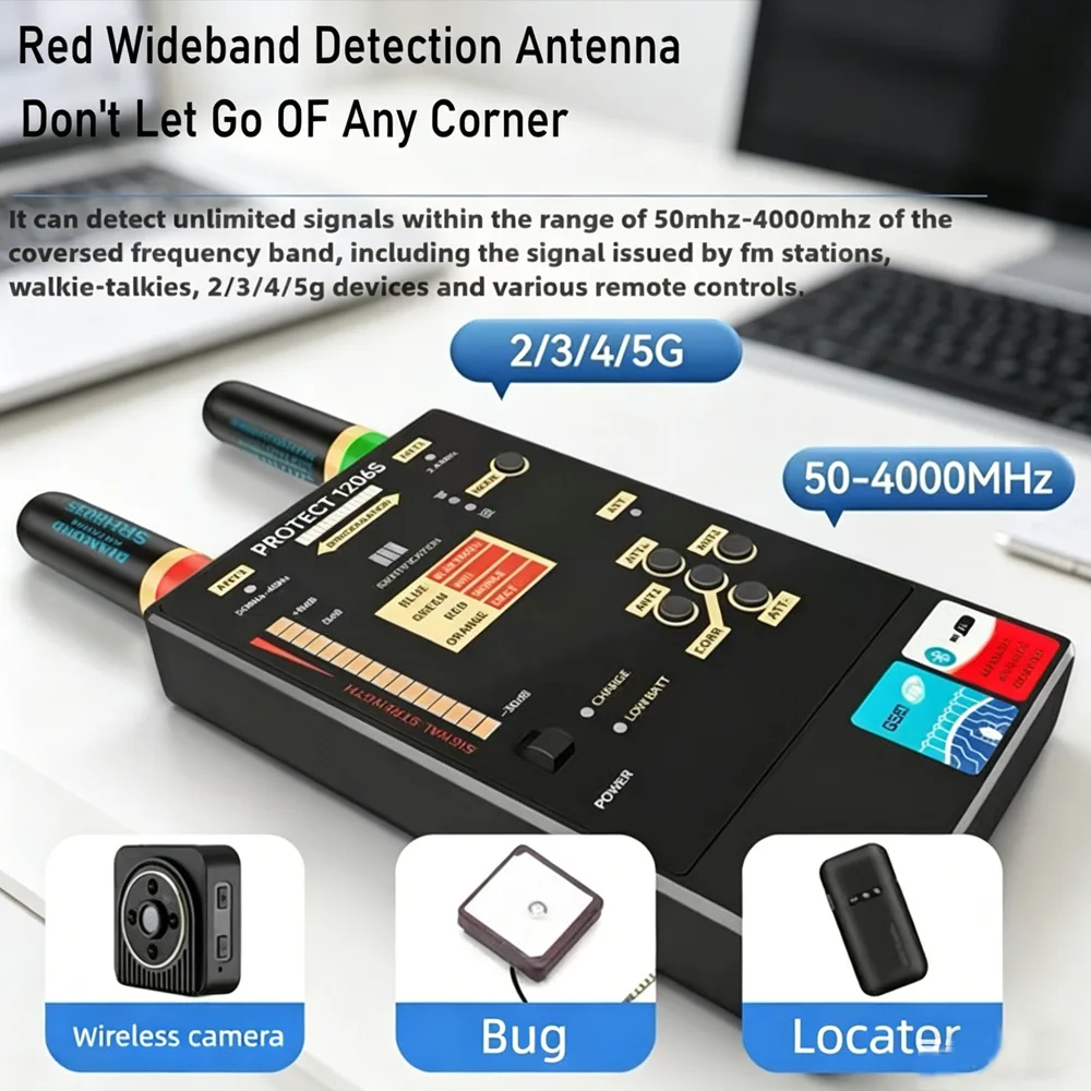 1206S Camera Detector Anti Spy Camera and Microphone Wiretapping Scanner GPS Tracker Detect RF Cam Detectors Spy Hacker Gadgets