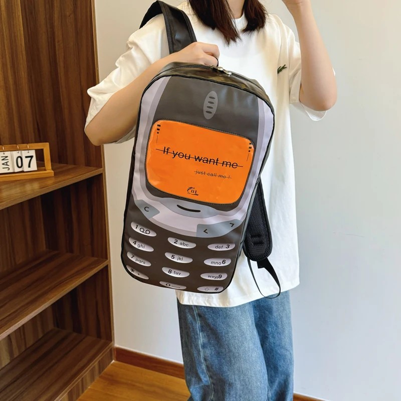 Mobile Phone Shape Casual School Bag Large Capacity PU Stylish Rucksack Adjustable Strap for Men Women Boys Girls