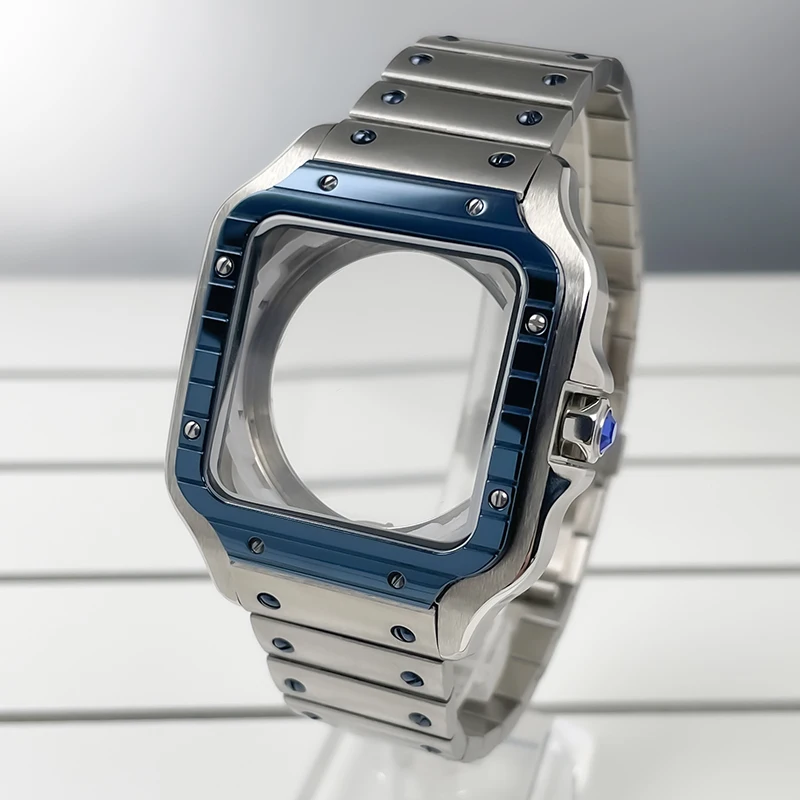 38mm NH35 Vierkante Kast Zwart Goud Roestvrij Staal Modificatie Onderdelen Voor SKX Mod Accessoires Fit Santo Case NH35 NH36 Beweging