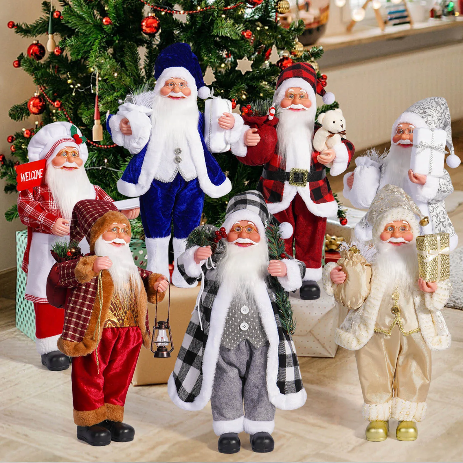 

32CM Multiple Styles Santa Claus Figurines Christmas Figure Decorations Christmas Decoration For Home 2024 Christmas Gifts