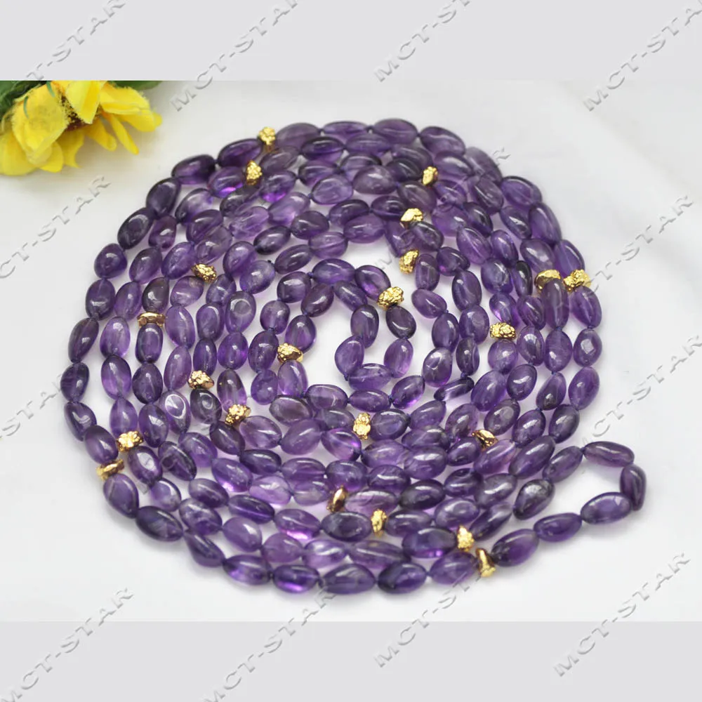 

Длинное ожерелье MCT·STAR 100 дюймов, 15 мм, из натурального лавандового аметиста, чистого фиолетового цвета (Z14479)