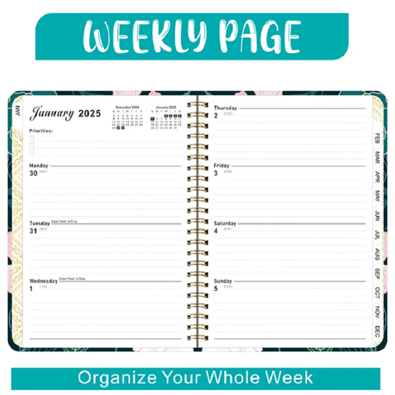 2025 Agenda Planner Notebook Diary Weekly Planner Goal Habit Schedules Journal Notebooks For School Stationery Office Supplies