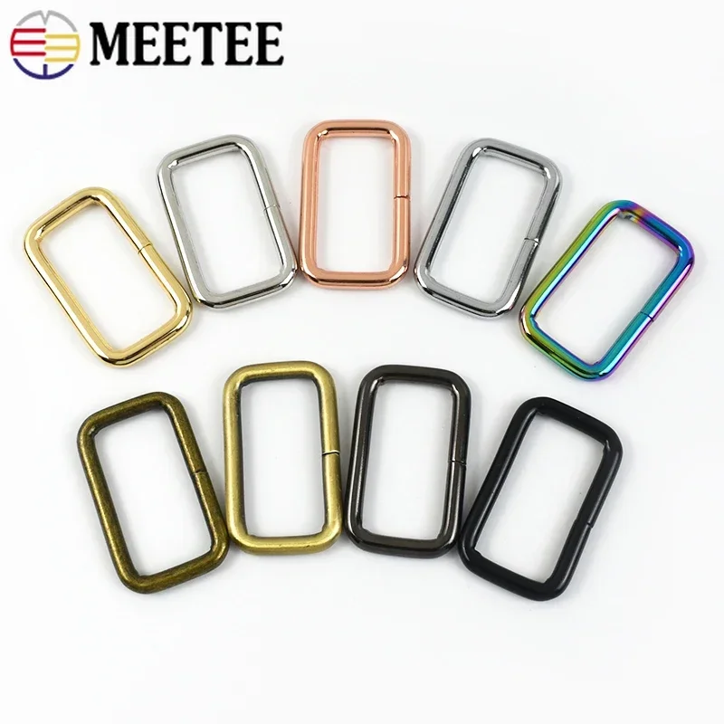 10Pcs Meetee Rectangle Metal Buckles Webbing Belt Leather Ring Buckle Clasp Handbag Strap Clip Adjuster DIY Hardware Accessories