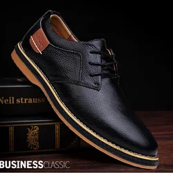 New Men Oxford Genuine Leather Dress Shoes Flats Man Leather Shoes Male Casual Shoes Footwear Loafers Plus Size Big Size 38-48