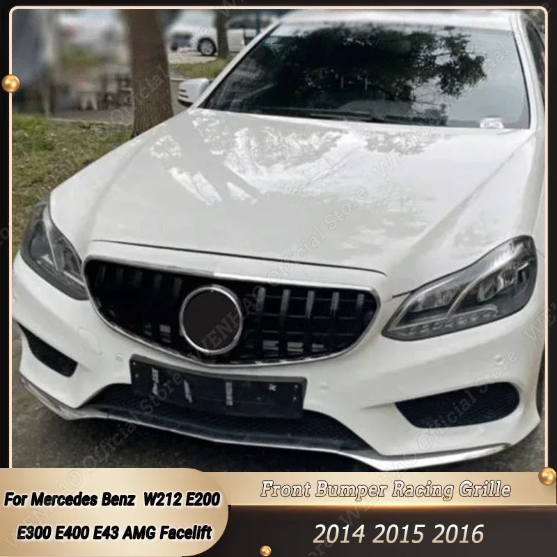 

Автомобильный передний бампер, решетка радиатора для Mercedes Benz E Class W212 E200 E250 E300 E350 E400 E550 E43 AMG Facelift 2014-2016 GTR Style
