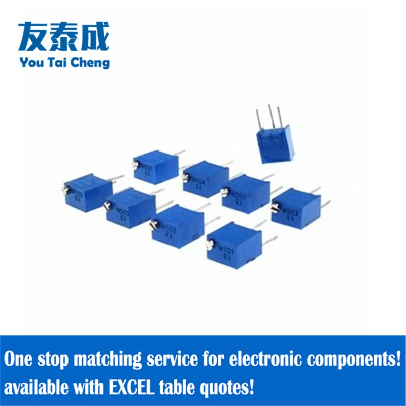 10PCS.3266 Glass Glaze Square Trimming Potentiometer 3266W-1-105LF 1MOhm 3266W-1-204LF 200KOhm 3266W-1-504LF 500KOhm