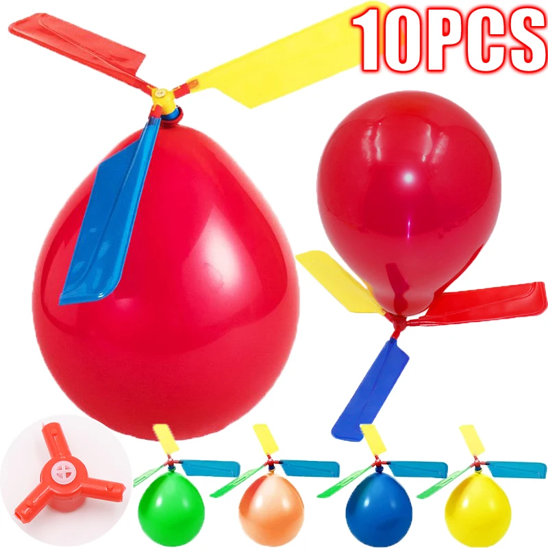 10pcs Color Random Helicopter Balloon Portable Outdoor Playing Flying Ballon Toy Kids Gift  Decorations  Party Supplies Globos