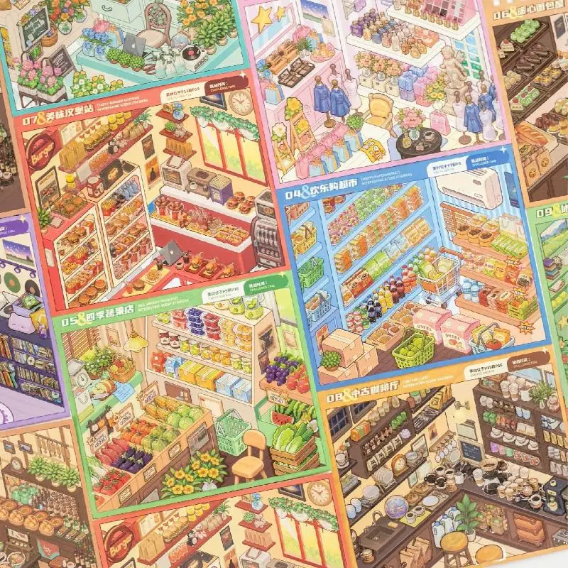 Mini Scene Sticker Book Removable No Residue DIY Micro Landscape Decor Stickers for Journal Planner Album Decoration